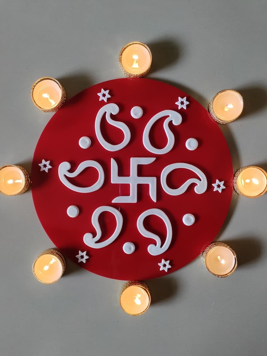 A-08: Acrylic Swastik-Paisley Design