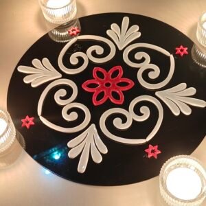 A-10: Acrylic Red Flower- Swirl Design